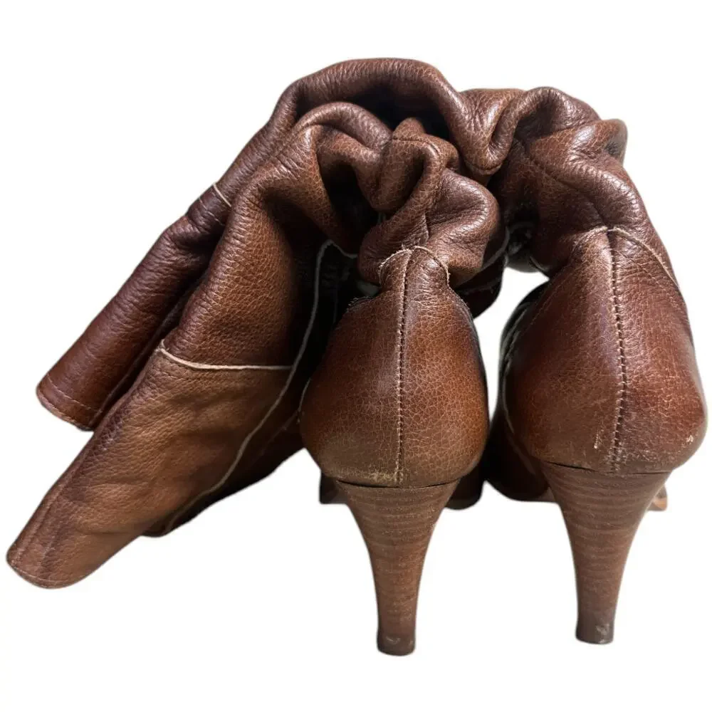Matisse Brown Cognac Leather Heel Tall Boots Women's Size 8